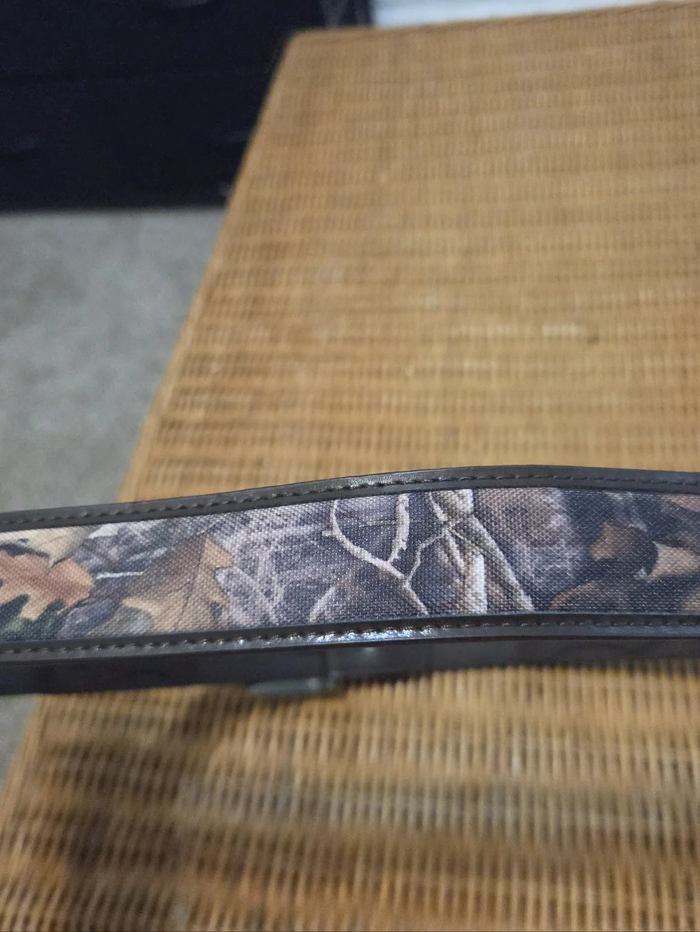 Brown Leather Belt with Camouflage Embossed Detail Sz 44
